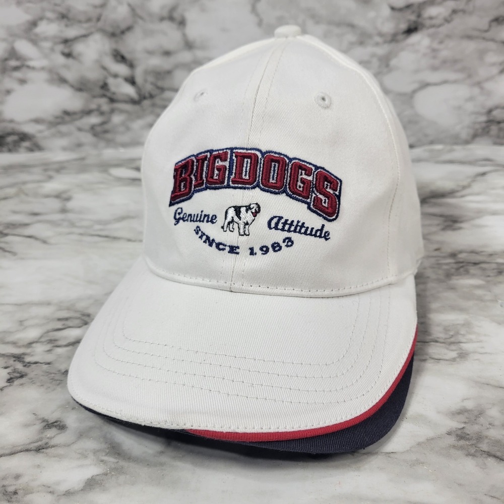 Vintage Big Dogs Embroidered Fitted Hat One Size Fits All White READ DESCRIPTION
